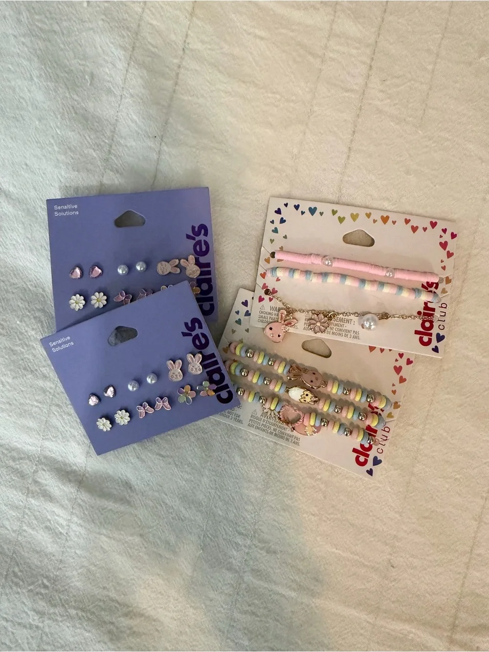 Claire's Kids Pastel Pink & Multicolor Easter Earrings and Bracelet Set